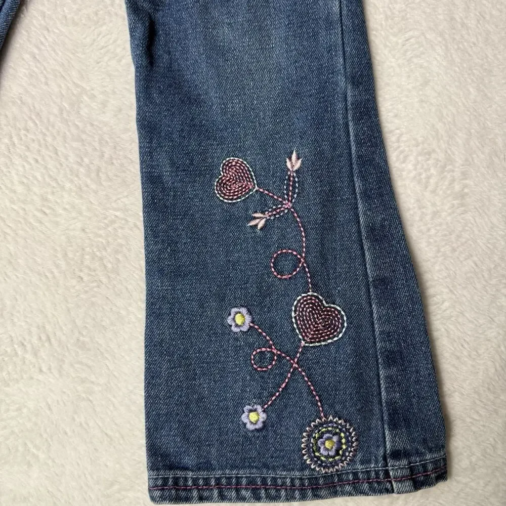 Y2K Dora The Explorer Jeans Toddler Size 5T Nick Jr. Kids XS Floral Embroidered